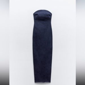 Zara Strapless long denim dress size Large.New with tags. Never worn.
